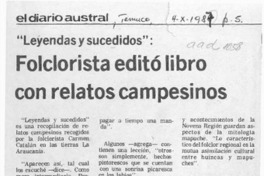 "Leyendas y sucedidos", folclorista editó libro con relatos campesinos