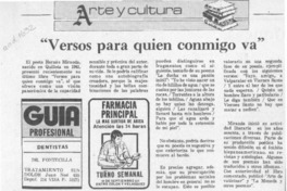 "Versos para quien va conmigo"  [artículo].
