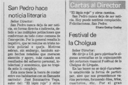 San Pedro hace noticia literaria  [artículo] Eliana Godoy Godoy.