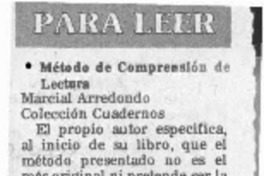 Método de comprensión de lectura  [artículo].