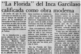 "La Florida" del Inca Garcilaso calificada como obra moderna "La Florida" del Inca Garcilaso calificada como obra moderna