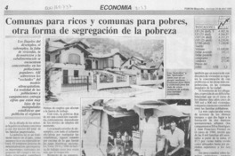 Comunas para ricos y comunas para pobres, otra forma de segregación de la pobreza