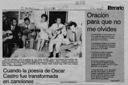Cuando la poesía de Oscar Castro fue transformada en canciones  [artículo] Héctor González V.