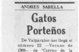 Gatos porteños  [artículo] Andrés Sabella.