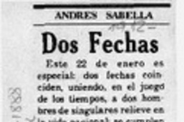 Dos fechas  [artículo] Andrés Sabella.