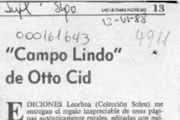 "Campo Lindo" de Otto Cid  [artículo] César Díaz-Muñoz Cormatches.