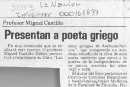 Presentan a poeta griego  [artículo].