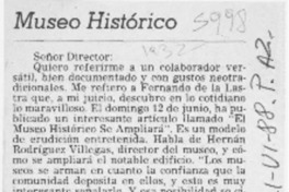 Museo Histórico  [artículo] Carlos Ruiz-Tagle.