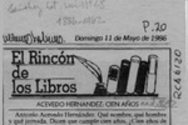 Acevedo Hernández, cien años  [artículo] Filebo.