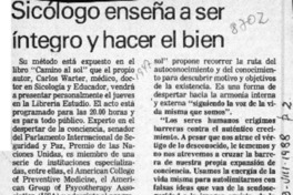Sicólogo enseña a ser íntegro y hacer el bien  [artículo].