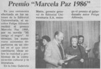 Premio "Marcela Paz 1986" Premio "Marcela Paz 1986"