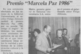 Premio "Marcela Paz 1986" Premio "Marcela Paz 1986"