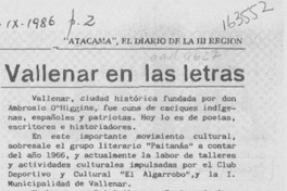Vallenar en las letras