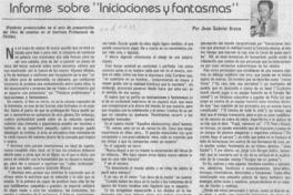 Informe sobre "Iniciaciones y fantasmas" Informe sobre "Iniciaciones y fantasmas"