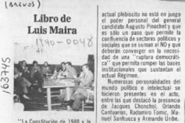 Libro de Luis Maira  [artículo].