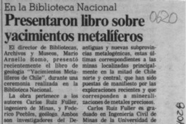 Presentaron libro sobre yacimientos metalíferos  [artículo].