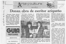Donan obra de escritor ariqueño  [artículo].