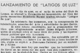 Lanzamiento de "Látigos de luz" Lanzamiento de "Látigos de luz"