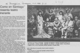 "Como en Santiago" presenta teatro itinerante "Como en Santiago" presenta teatro itinerante