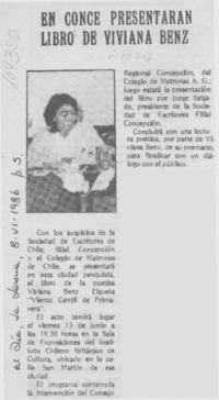 En Conce presentarán libro de Viviana Benz