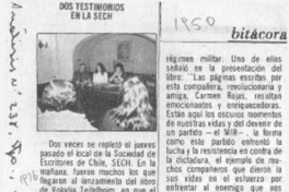 Dos testimonios en la Sech  [artículo].