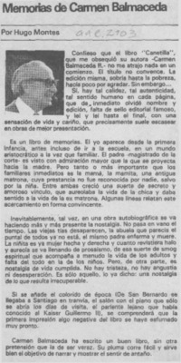 Memorias de Carmen Balmaceda