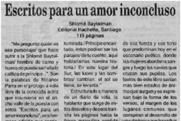 Escritos para un amor inconcluso Escritos para un amor inconcluso