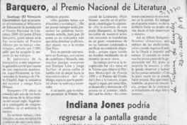 Barquero, al Premio Nacional de Literatura  [artículo]