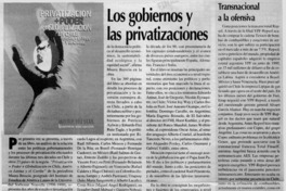 Los Gobiernos y las privatizaciones Los Gobiernos y las privatizaciones