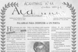 Palabras para despedir a un poeta  [artículo] Matías Rafide