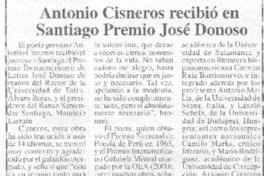 Antonio Cisneros recibió en Santiago Premio José Donoso Antonio Cisneros recibió en Santiago Premio José Donoso