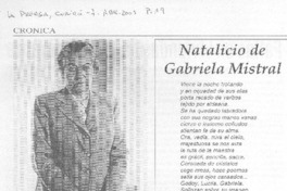 Hace 116 años nació Gabriela Mistral Hace 116 años nació Gabriela Mistral