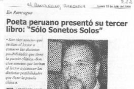 Poeta peruano presentó su tercer libro: "Sólo sonetos solos"