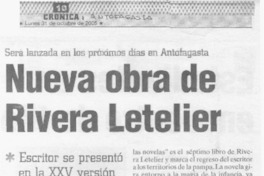 Nueva obra de Rivera Letelier. Nueva obra de Rivera Letelier.