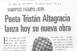 Poeta Tristán Altagracia lanza hoy su nueva obra. Poeta Tristán Altagracia lanza hoy su nueva obra.
