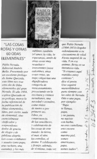 "Las cosas rotas y otras 60 odas elementales"  [artículo] Elizabeth Subercaseaux