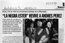 "La Negra Ester" revive a Andrés Pérez  [artículo]
