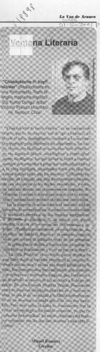 "Chakaykoche ñi kuyfi nütram"  [artículo] Miguel Ramírez