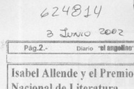 Isabel Allende y el Premio Nacional de Literatura Isabel Allende y el Premio Nacional de Literatura