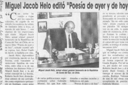 Miguel Jacob Helo editó "Poesía de ayer y de hoy"