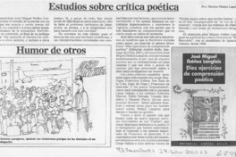 Estudios sobre crítica poética Estudios sobre crítica poética