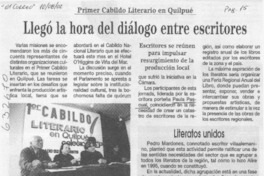 Llegó la hora del diálogo entre escritores  [artículo]