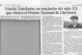 Volodia Teitelboim, un muchacho del siglo XX que obtuvo el Premio Nacional de Literatura  [artículo]