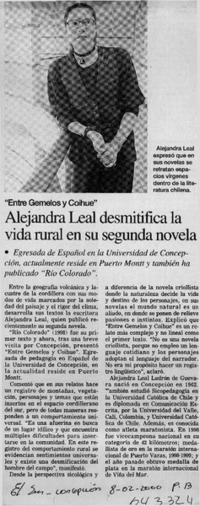 Alejandra leal desmitifica la vida rural en su segunda novela  [artículo]