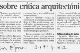 Lanzan libro sobre crítica arquitectónica  [artículo].