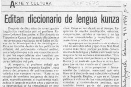 Editan diccionario de lengua kunza  [artículo].