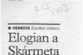 Elogian a Skármeta  [artículo].