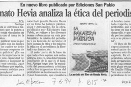 Renato Hevia analiza la ética del periodismo  [artículo] R. V.