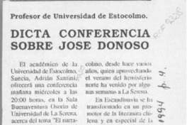 Dicta conferencia sobre José Donoso  [artículo].
