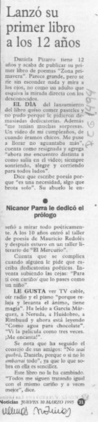 Lanzó su primer libro a los 12 años  [artículo].